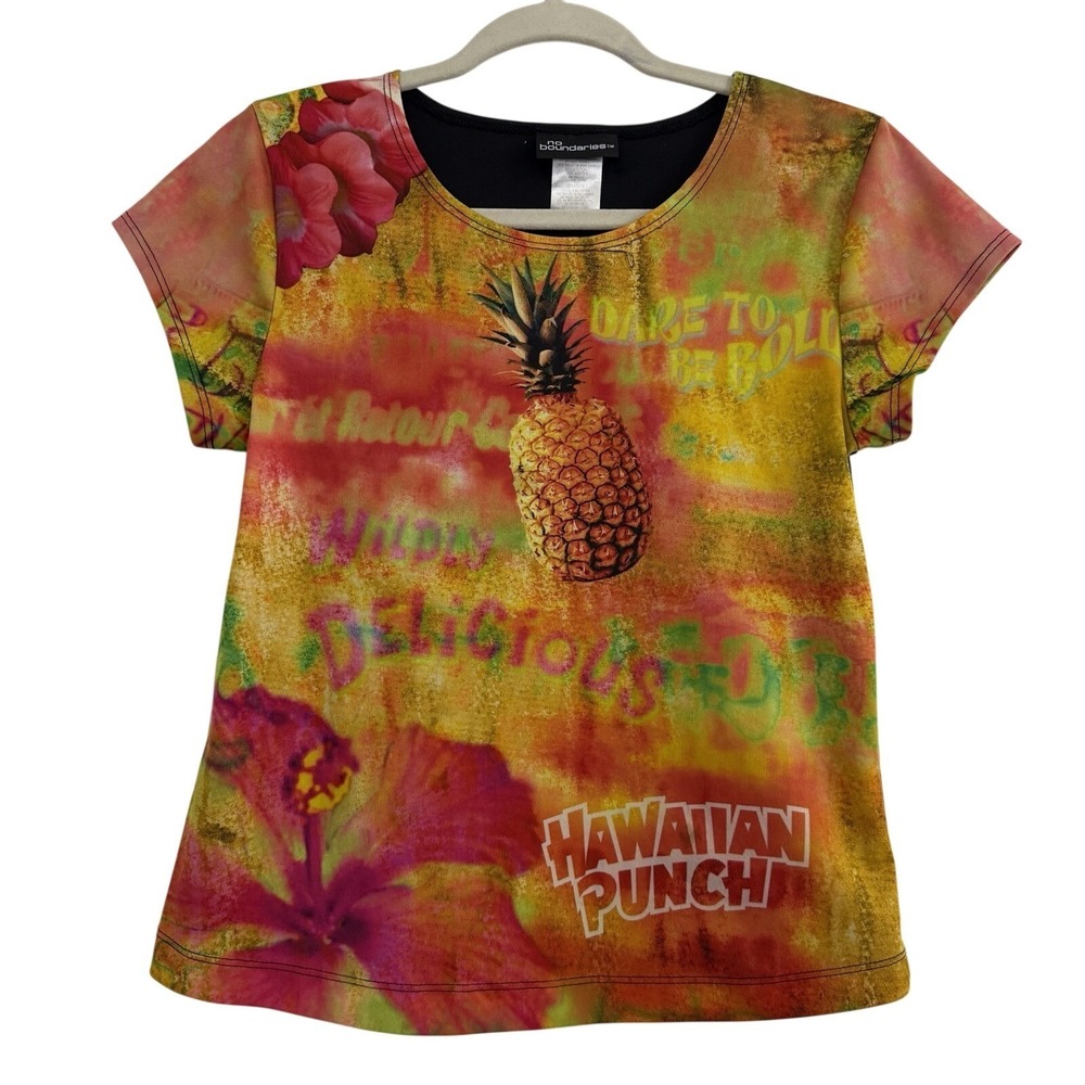 Vintage Y2K 2000s No Boundaries Hawaiian Punch Graphic Tee Sz M Loud Wild Bright